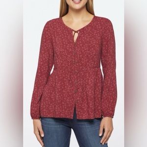 Mason and Belle red floral button down blouse size small